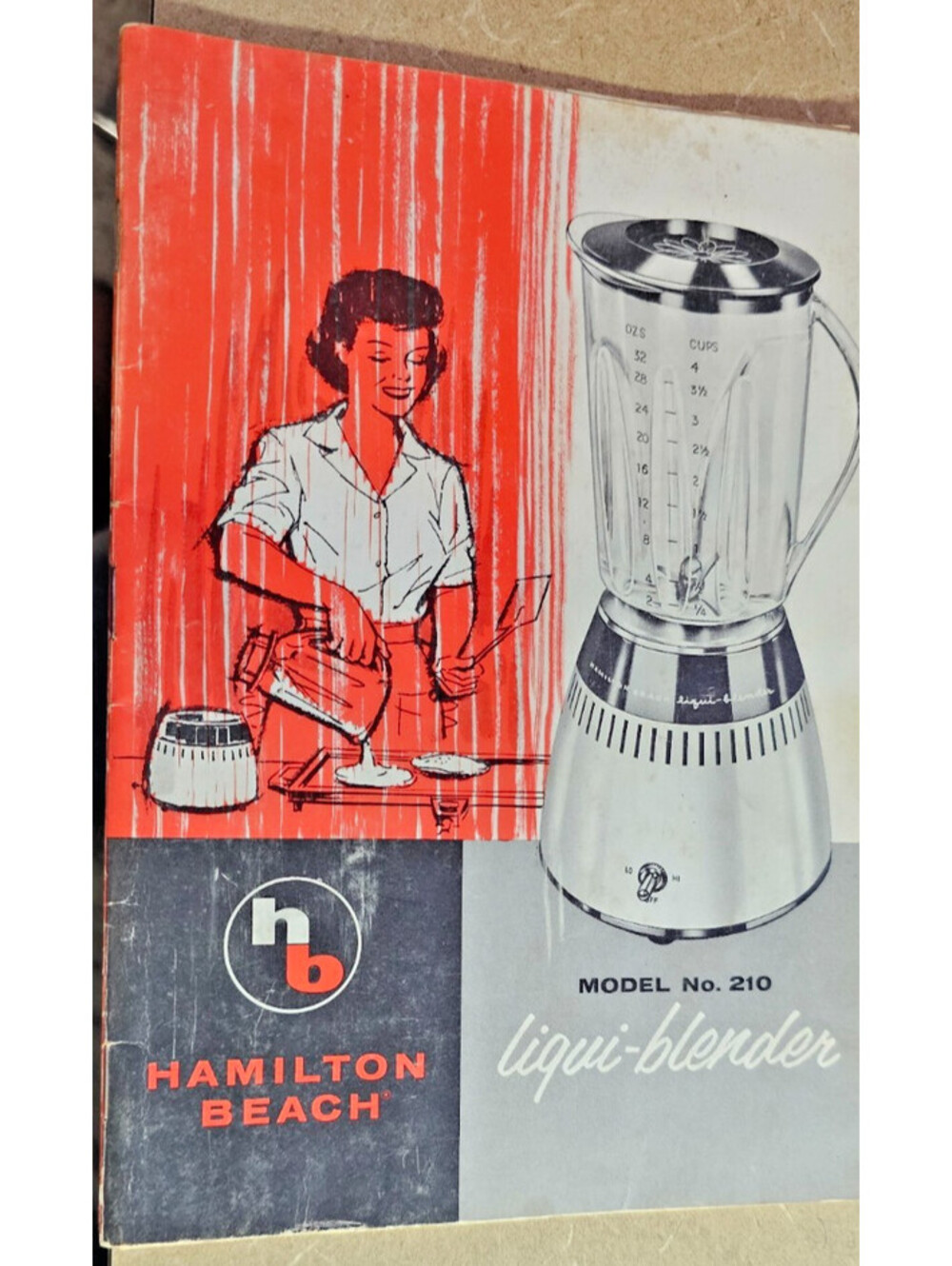Hamilton Beach Liqui-blender Model No. 210 Owner's Manual & Cookbook 1960's